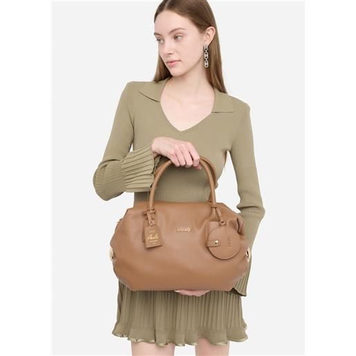 LIUJO liu jo borsa grande con charm, marrone