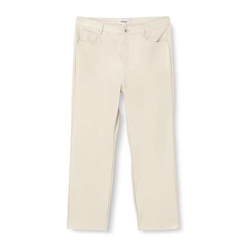 Only onlemily hw st ank faux leather pnt noos, pantaloni in similpelle donna, silver lining, 