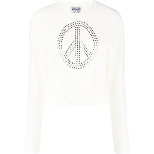 MOSCHINO JEANS maglione con borchie - bianco