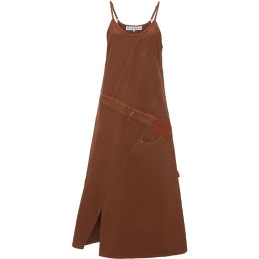 JW Anderson abito midi con applicazione logo - marrone