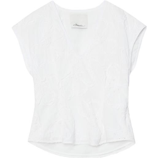 3.1 Phillip Lim blusa a fiori con scollo a v - bianco