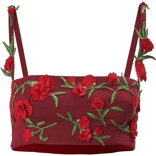 Carolina Herrera top con ricamo a fiori - rosso