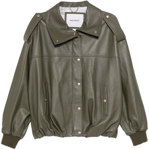 Halfboy giacca in pelle con bottoni - verde