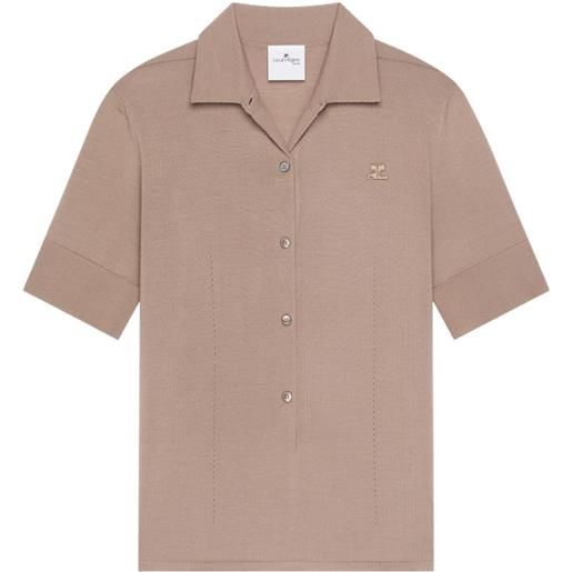 Courrèges polo in lana merino - toni neutri