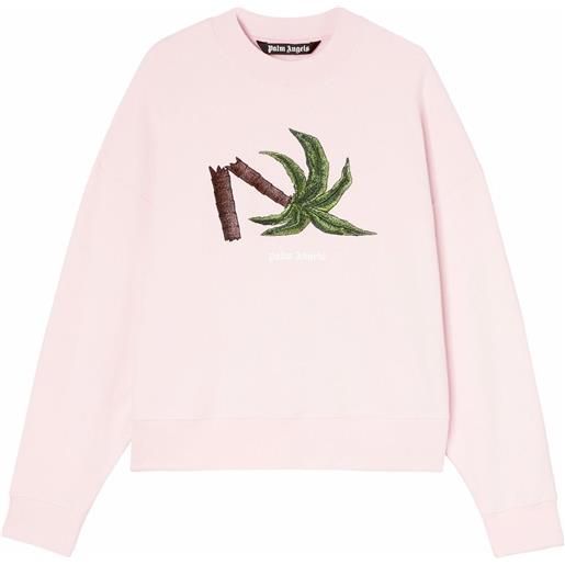 Palm Angels felpa con stampa broken palm - rosa
