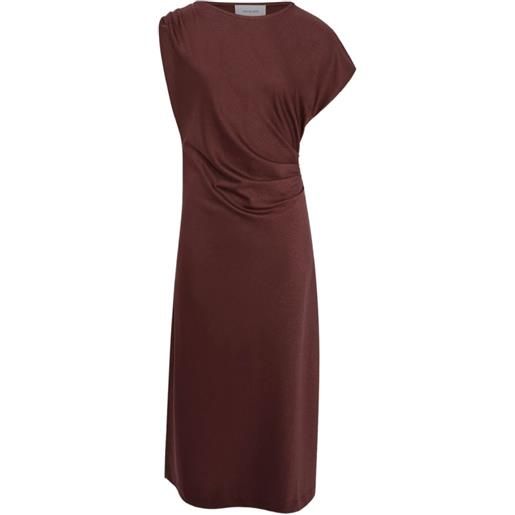 Yves Salomon abito midi asimmetrico - marrone