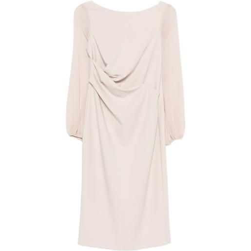 D.Exterior abito corto drappeggiato con maniche lunghe - toni neutri