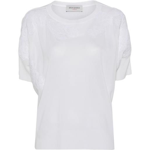 ERMANNO FIRENZE t-shirt con pizzo - bianco