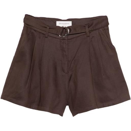 ERMANNO FIRENZE shorts con cintura - marrone