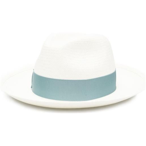 Borsalino cappello in paglia con nastro - bianco