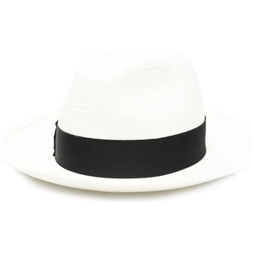 Borsalino cappello in paglia con nastro - bianco