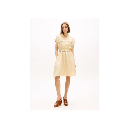 Tommy Hilfiger per donna. Ww0ww49659 abito corto con cintura beige [3310739], casual, lino