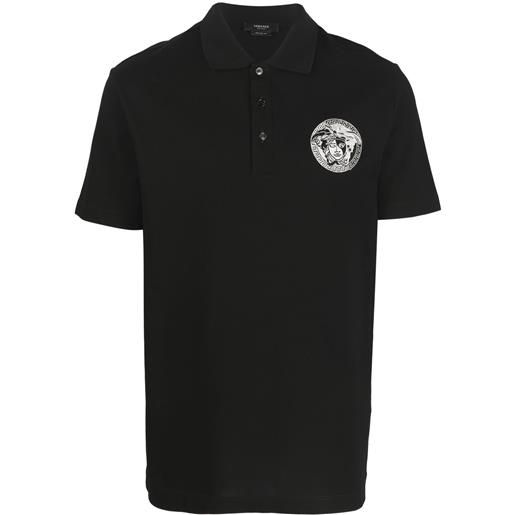 Versace polo con ricamo medusa - nero