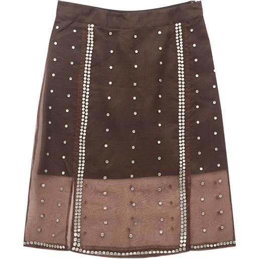 Wales Bonner gonna midi presence con borchie - marrone