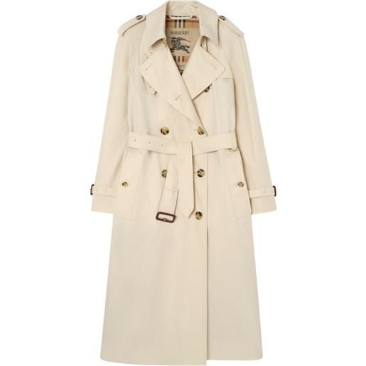Burberry long tropical gabardine waterloo trench coat - toni neutri