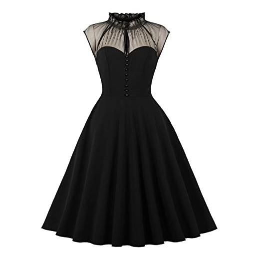 Abito Vintage Elegante Per Donna - Lunghezza Al Ginocchio, Spalle Scoperte Con Increspature, Perfetto Per Cocktail, Feste E Matrimoni