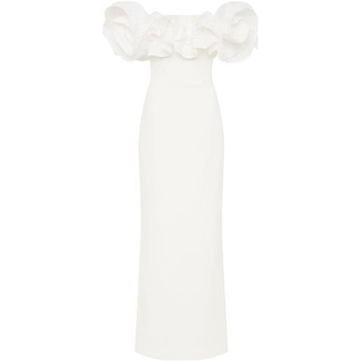 Rebecca Vallance abito da sera tessa con ruches - bianco