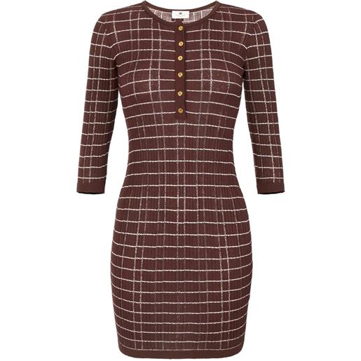 Elisabetta Franchi striped button mini dress - marrone