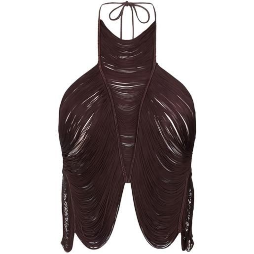 Elisabetta Franchi top con frange - marrone