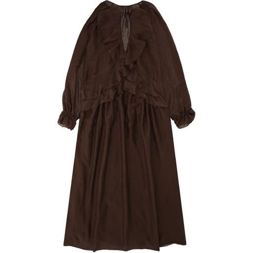 Fortela abito midi con ruches - marrone