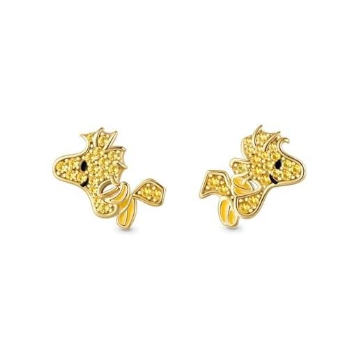 GNOCE Orecchini da Donna Con Trifoglio Fortunato e Colorato, Orecchino Con Borchie in Argento 925 Per le Ragazze, la Moglie, la Figlia, il Regalo per la Festa Della Mamma