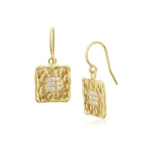Orecchini Quadrati In Oro Giallo 9kt, 4mm, Fatti A Mano UK Con Confezione Regalo
