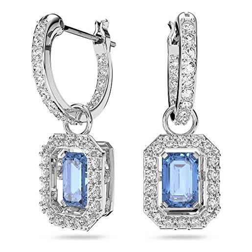 Swarovski orecchini pendenti millenia, taglio ottagonale, blu, placcato rodio