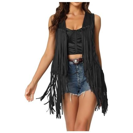 Allegra K donna gilet senza maniche frange scamosciata sintetica western