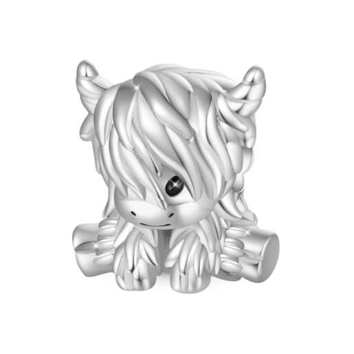 ONEFINITY Cow Tag Collana in argento sterling 925 con cowboy cowgirl Highland Cow Western gioielli regalo, Argento sterling, Abalone simulato