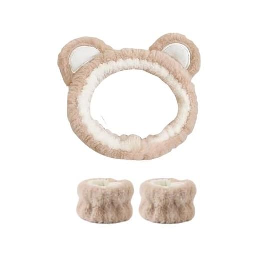 Set Di 6 Fasce Per Lavaggio Viso E Capelli – Elastici Da Polso E Fascia Per Trucco – Colori Beige E Marrone