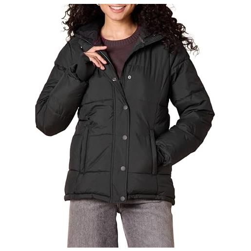 Amazon Essentials piumino pesante trapuntato con cappuccio a maniche lunghe (disponibile in taglie forti) donna, nero, l
