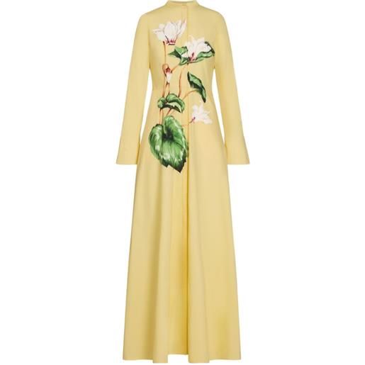 Oscar de la Renta abito lungo con stampa a fiori - giallo