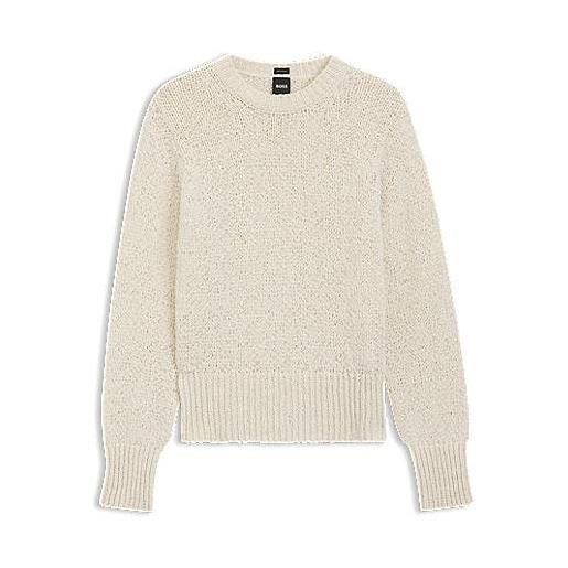 BOSS maglione in misto cotone lavorato, beige chiaro