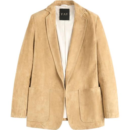 Fay blazer in pelle - toni neutri