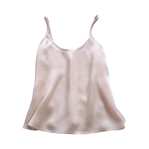 LSHARON canotta da donna in seta di gelso 100% 19 momme, champagne, s