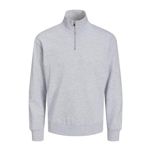 JACK & JONES jjebradley sweat half zip noos felpa uomo, chiaro grigio melange, xxl