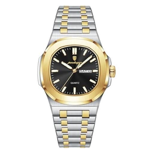 Orologio Uomo JewelryWe Al Quarzo | Quadrante Quadrato In Acciaio Inox | Lusso E Eleganza | Regalo Con Pochette In Velluto - copertina