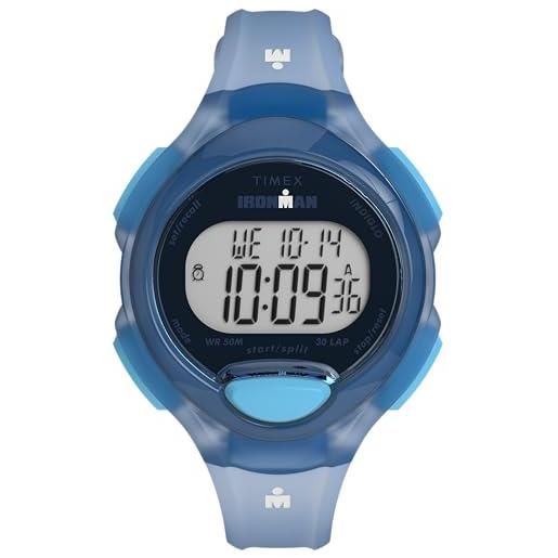 Timex Orologio da uomo Ironman Training da 42 mm, cinturino Fastwrap in tessuto elastico nero, quadrante digitale, cassa nera TW5M64100