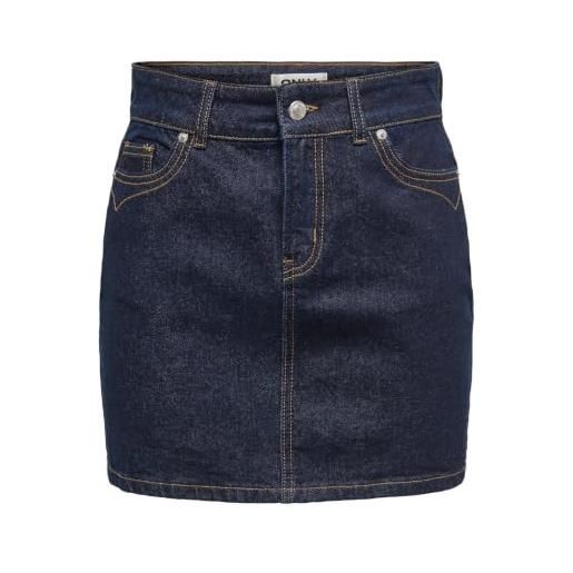ONLY onljuicy hw western short skirt dnm mae, blu jeans scuro, xl