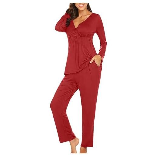 Generico tuta donna completa casa casual tute eleganti pigiama premaman cotone pigiama due pezzi camicia da parto allattamento premaman, fresca e comoda