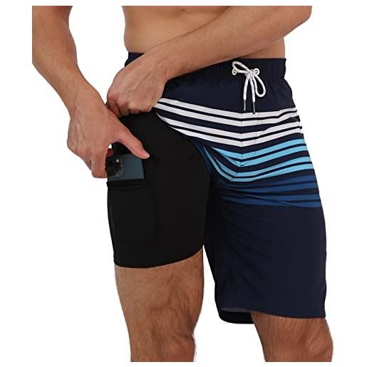 Kfnire Pantaloncini Da Bagno Uomo Tessuto Ad Asciugatura Rapida Costume Bagno Uomo Con Boxer Slip Foderato E Tasche Costume Piscina Uomo Fodera A Compressione 2 In 1 Pantaloncini Mare Uomo 119941999