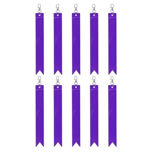 YELARXI portachiavi riflettente di sicurezza, con clip, 22,1 cm, viola, 10 pezzi, adatto per portachiavi, borse, zaini, sedie a rotelle, ciclismo, corsa, camminata