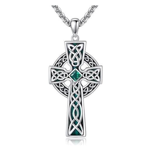 Design Spoo | Drago nella luna celtica, gioielli drago con collana | Ciondolo a catena in argento 925