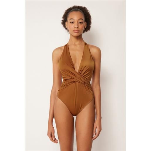 Calzedonia costume intero shiny satin marrone
