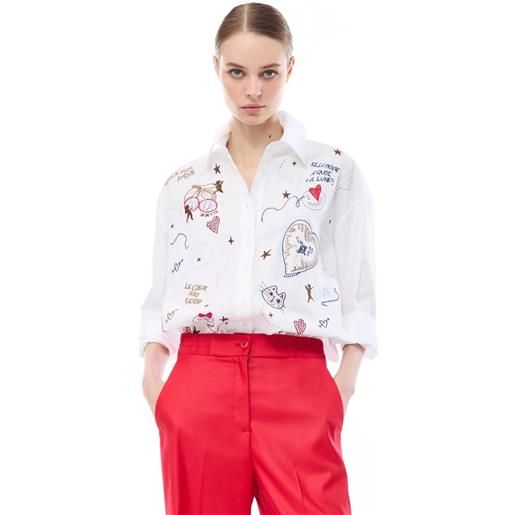Nenette camicia Nenette over con ricami donna