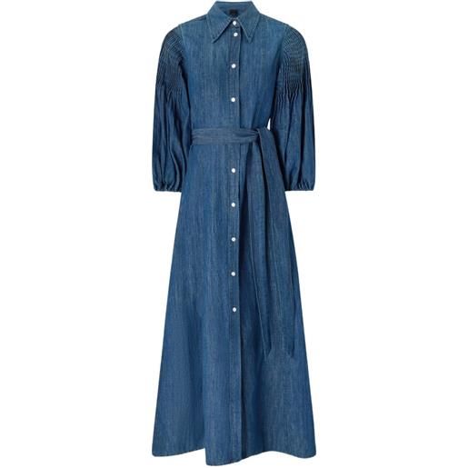 PINKO abito denim con cintura - blu