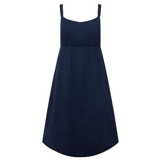 Ulla Popken abito midi smanicato in mussola con orlo a punte e scollo a v blu inchiostro 58+ 830247740-58+