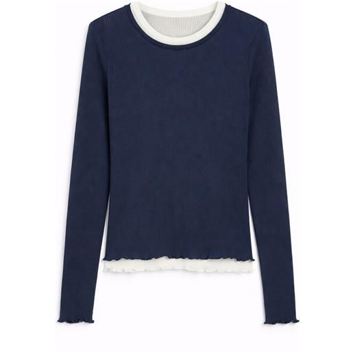 iBlues  t-shirt trompe loeil in jersey di cotone a costine