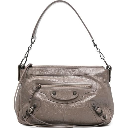 Balenciaga borsa a spalla le city moto media - marrone