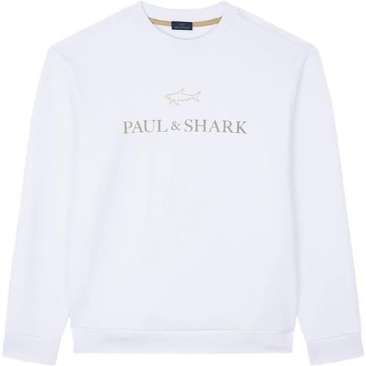 Paul & Shark felpa con stampa logo - bianco